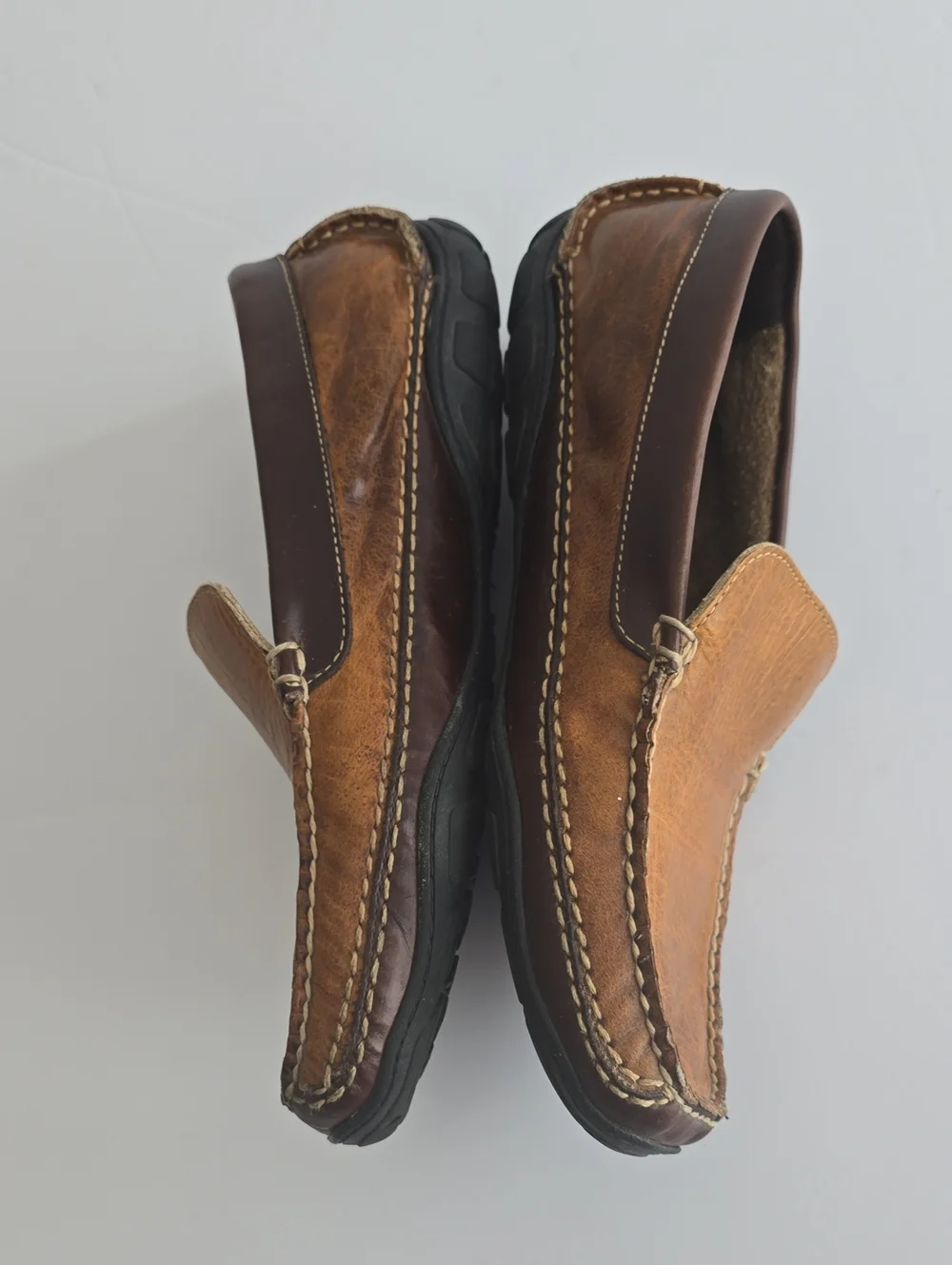 L.L. Bean Men's Allagash Bison Leather Driving Loafers  Mocs Two Tone Size 10